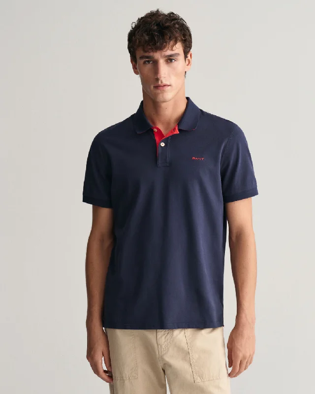 GANT - Contrast Pique SS Rugger Polo, Persian Blue