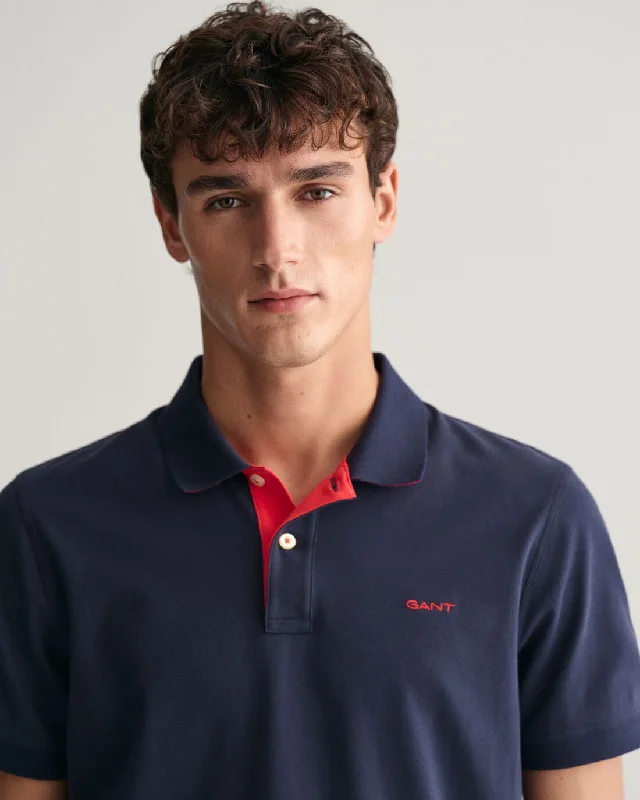 GANT - Contrast Pique SS Rugger Polo, Persian Blue