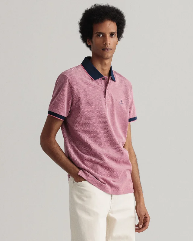 Gant - Oxford Pique SS Rugger, Sunset Pink (2XL only)