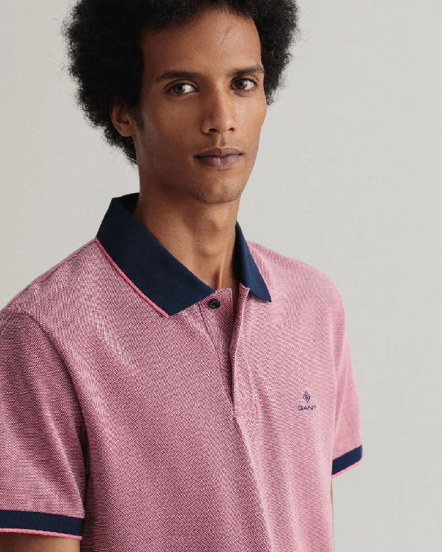 Gant - Oxford Pique SS Rugger, Sunset Pink (2XL only)