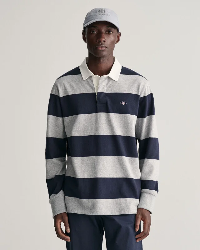 GANT - Shield Barstripe Heavy Rugger, Grey Melange