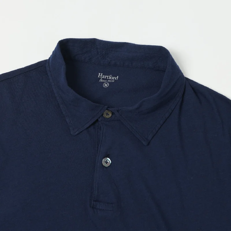 Hartford AZ65301 Light Cotton Jersey Short Sleeve Polo - Navy