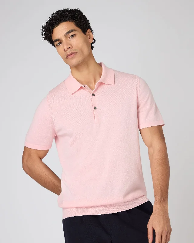 Men's Polzeath Cotton Cashmere Polo T-Shirt Spring Pink