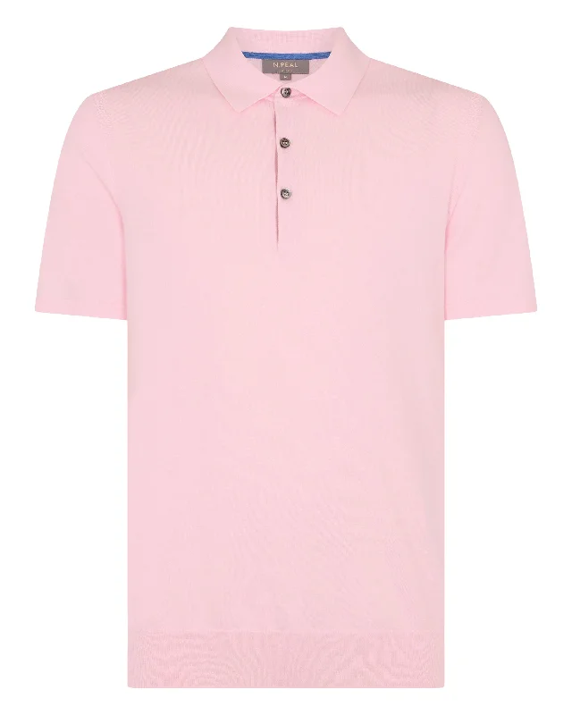 Men's Polzeath Cotton Cashmere Polo T-Shirt Spring Pink