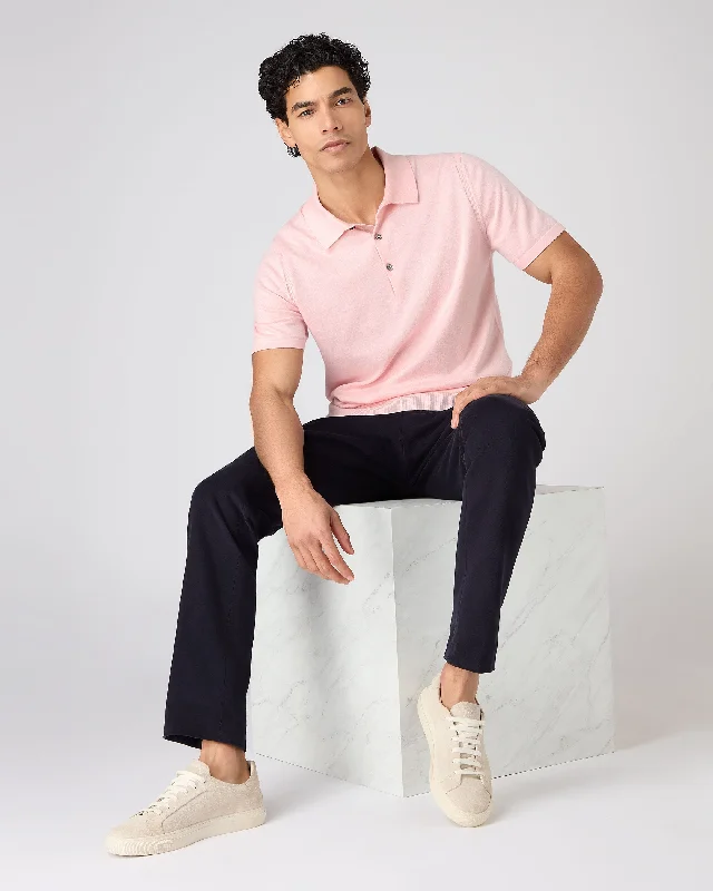 Men's Polzeath Cotton Cashmere Polo T-Shirt Spring Pink