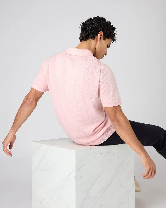 Men's Polzeath Cotton Cashmere Polo T-Shirt Spring Pink