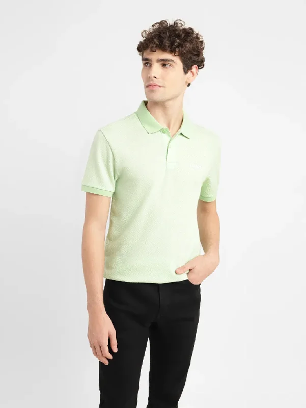 Men's Geometric Slim Fit Polo T-shirt