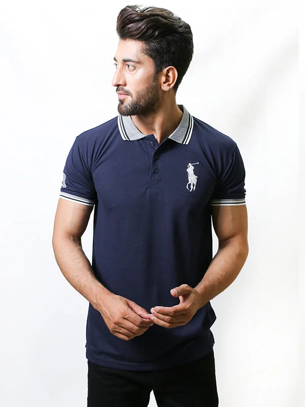 Men's Paddy Curved Polo T-Shirt Navy Blue