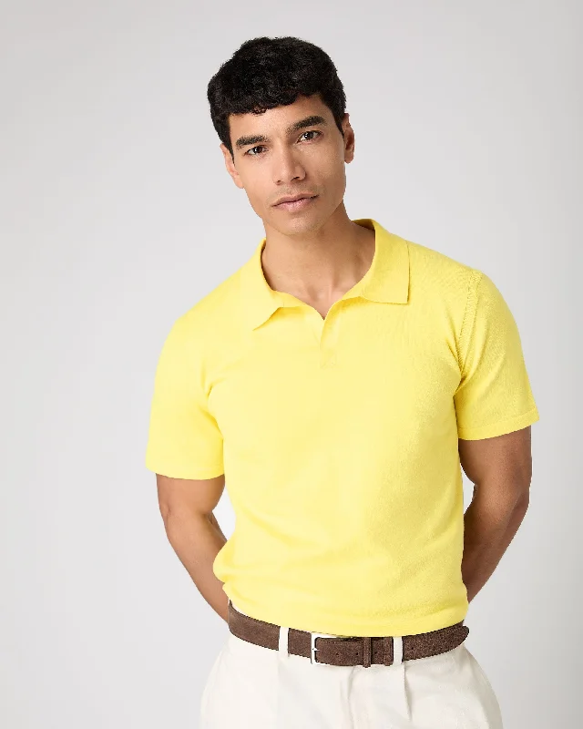 Men's Polo Cotton Cashmere T-Shirt Sunshine Yellow