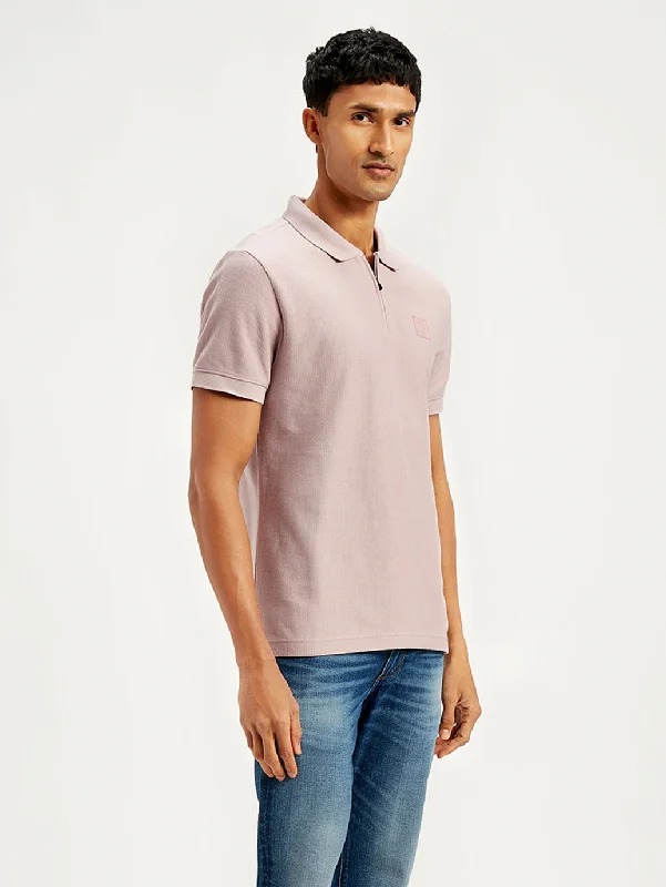 Men's Textured Slim Fit Polo T-Shirt