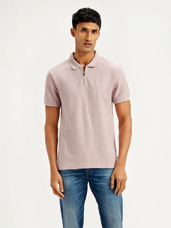 Men's Textured Slim Fit Polo T-Shirt