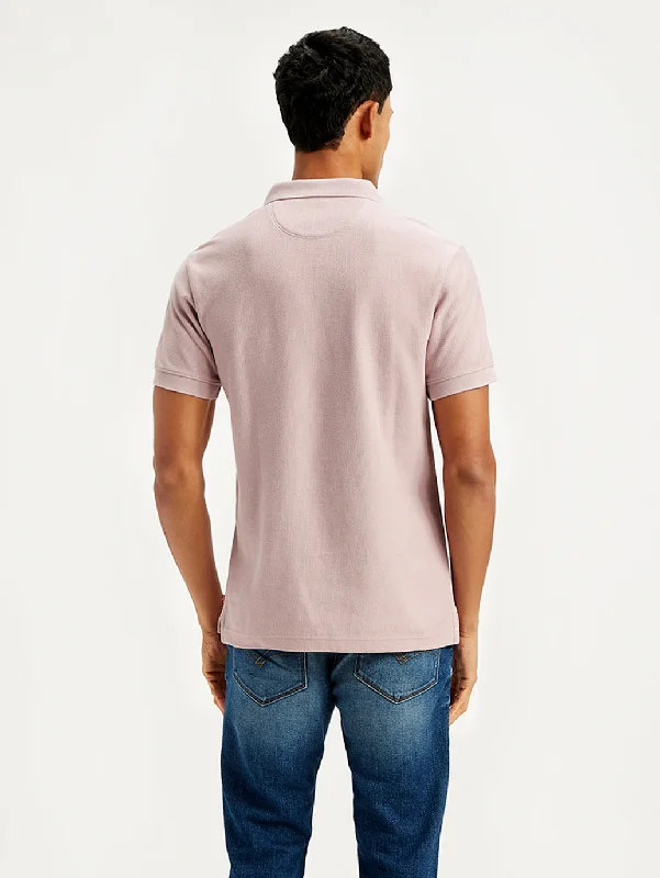 Men's Textured Slim Fit Polo T-Shirt