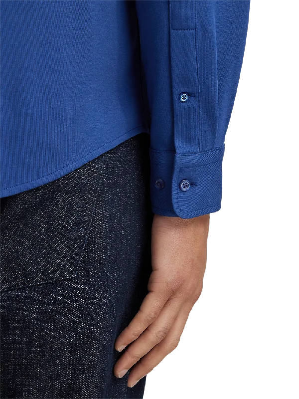 Mercerized Cotton Button Front Polo - Blue