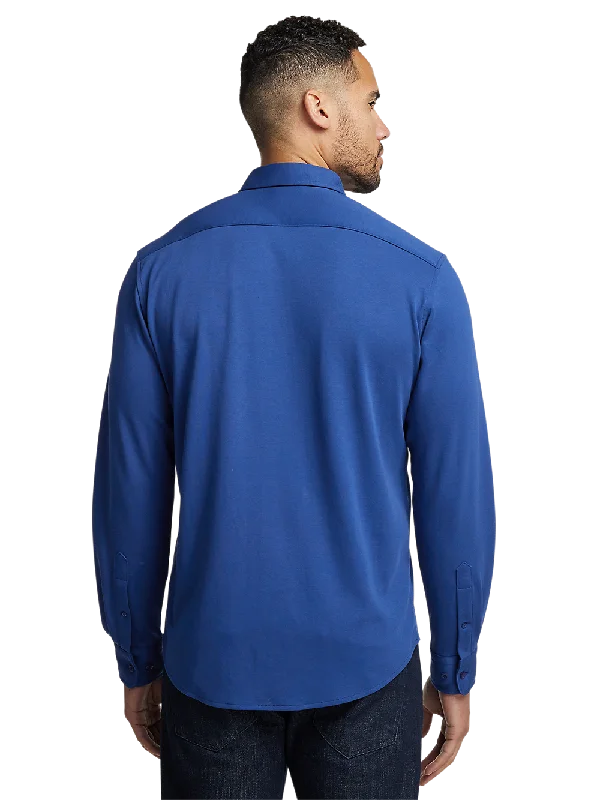 Mercerized Cotton Button Front Polo - Blue