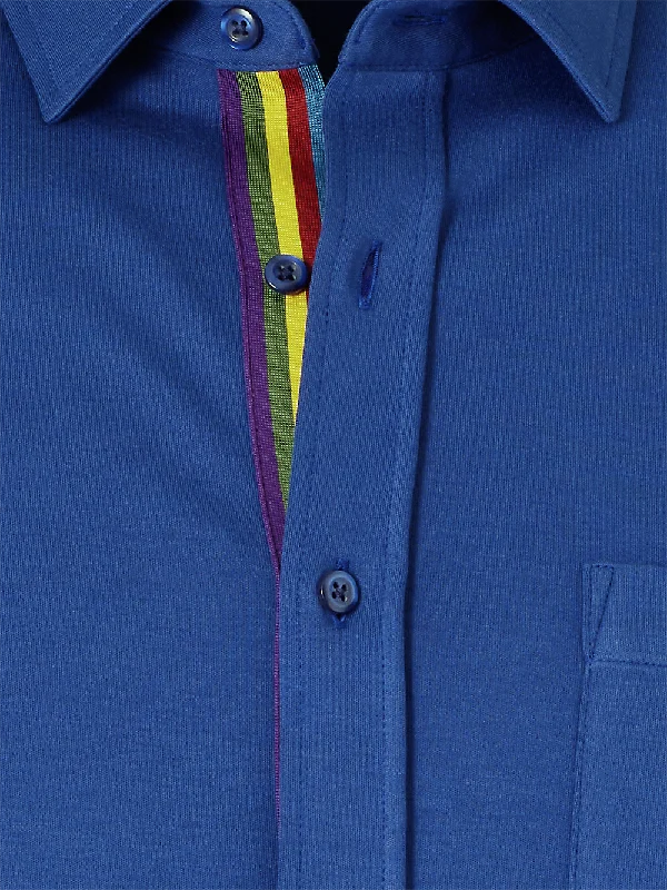 Mercerized Cotton Button Front Polo - Blue