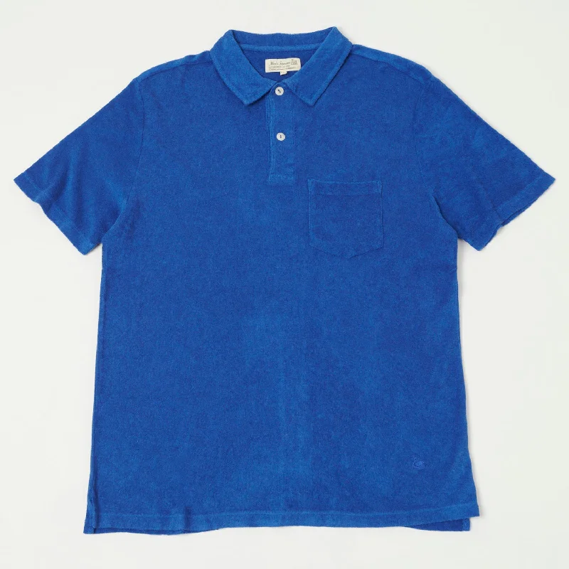 Merz b. Schwanen TPLP02 Plant Based Terry Polo Shirt - Vintage Blue