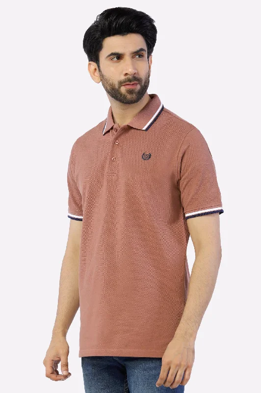 Brown Jacquard Collar Polo