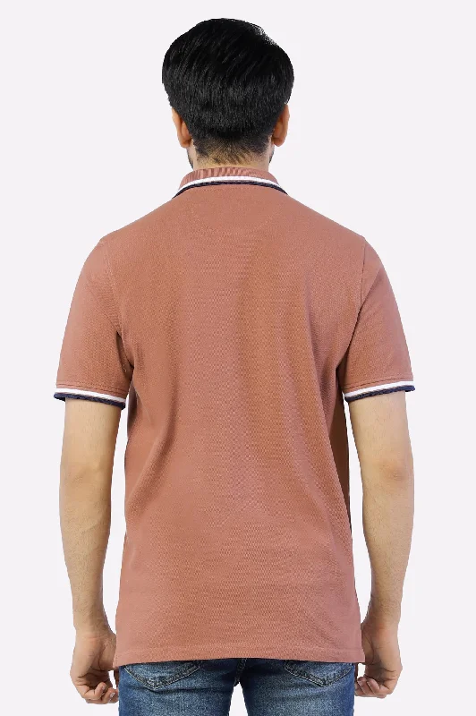 Brown Jacquard Collar Polo