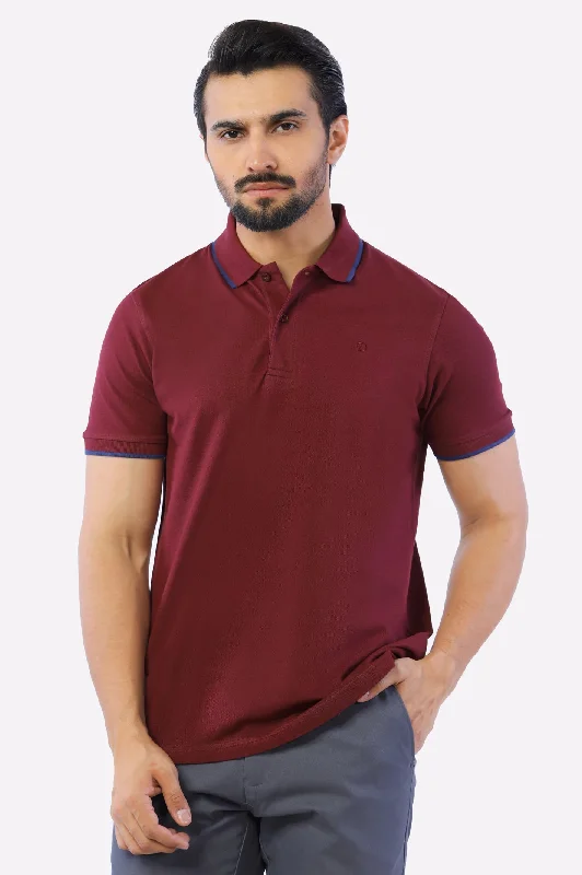 Maroon Tipping Collar Polo