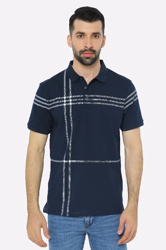 Navy Blue Yarn Dyed Polo