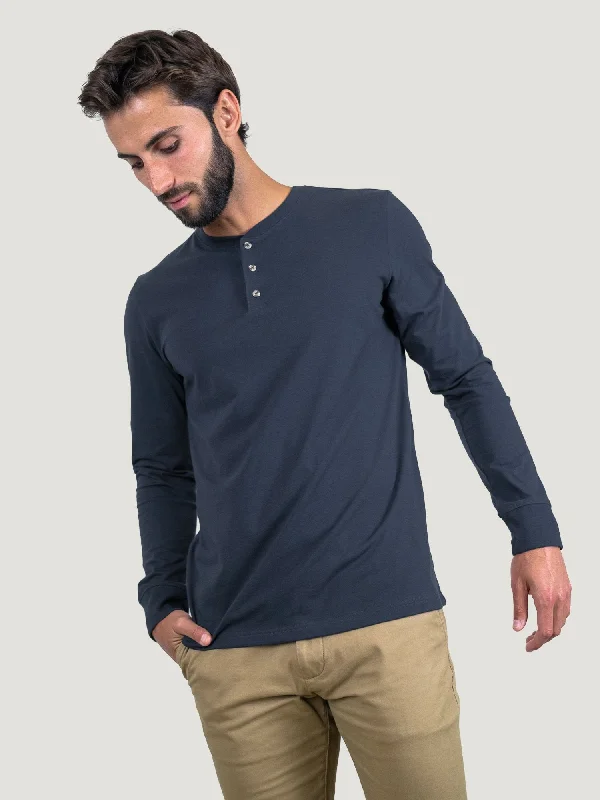 Odyssey Blue Long Sleeve Henley