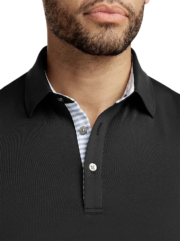 Performance Blend Three Button Polo - Black