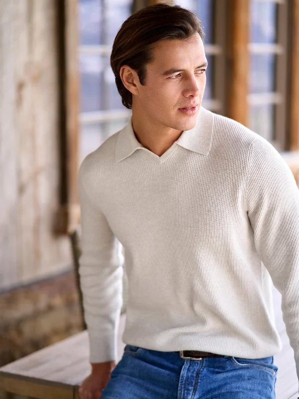 Rib-Knit Polo Sweater