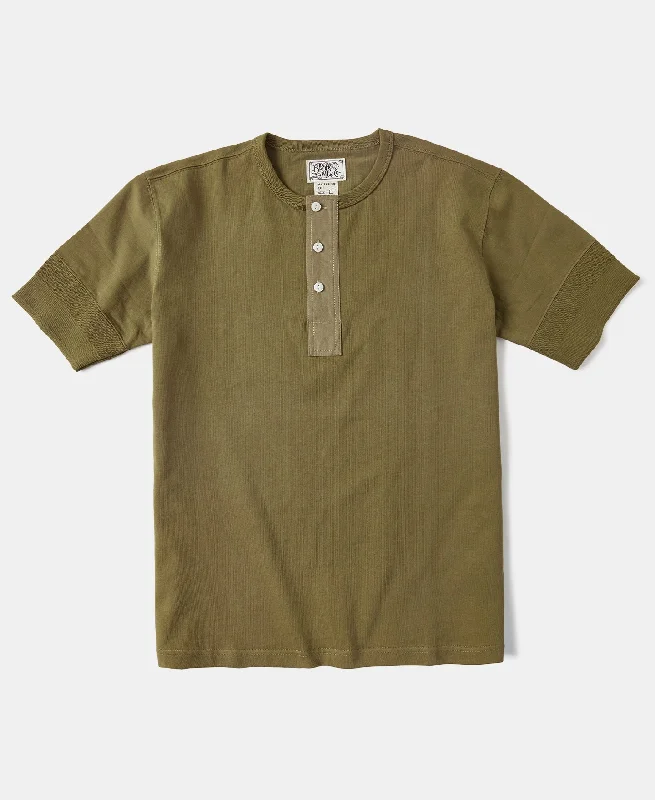 Vintage Short Sleeve Henley T-Shirt - Green