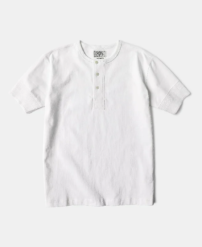 Vintage Short Sleeve Henley T-Shirt - White