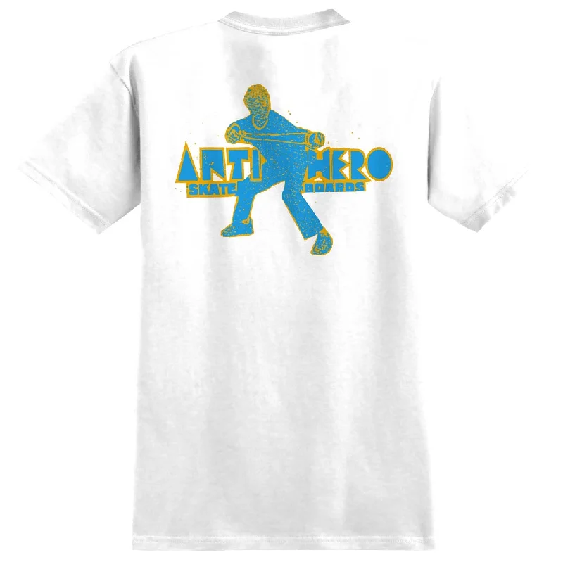 Anti-Hero Slingshot T-Shirt - White/Light. Blue/Gold