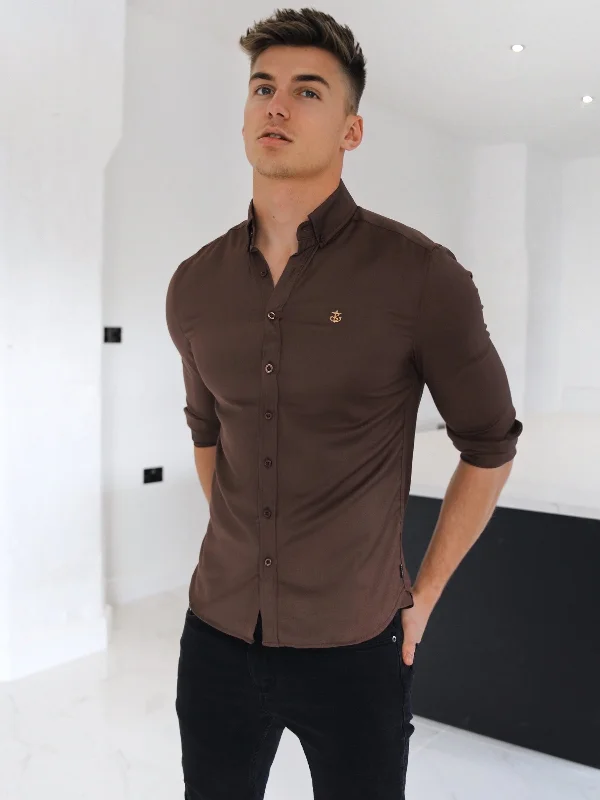 Holbrook Fitted Stretch Shirt - Coffee