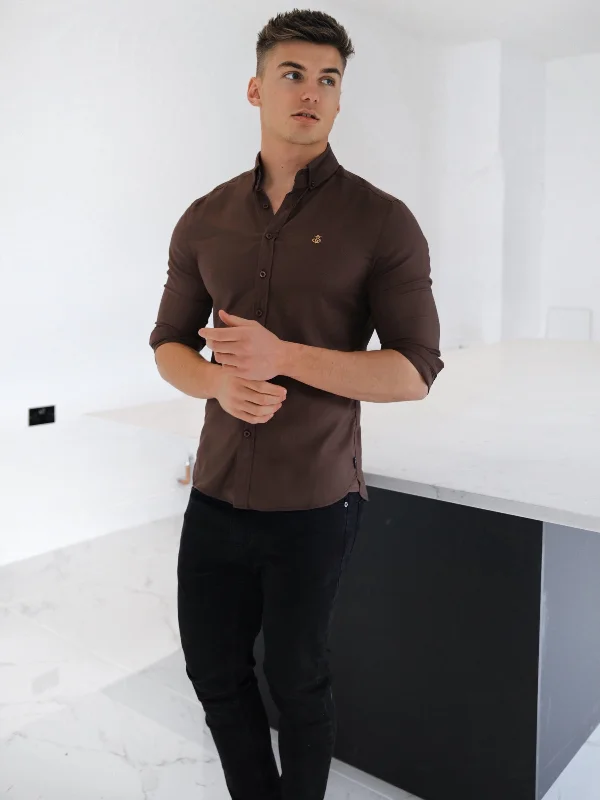 Holbrook Fitted Stretch Shirt - Coffee