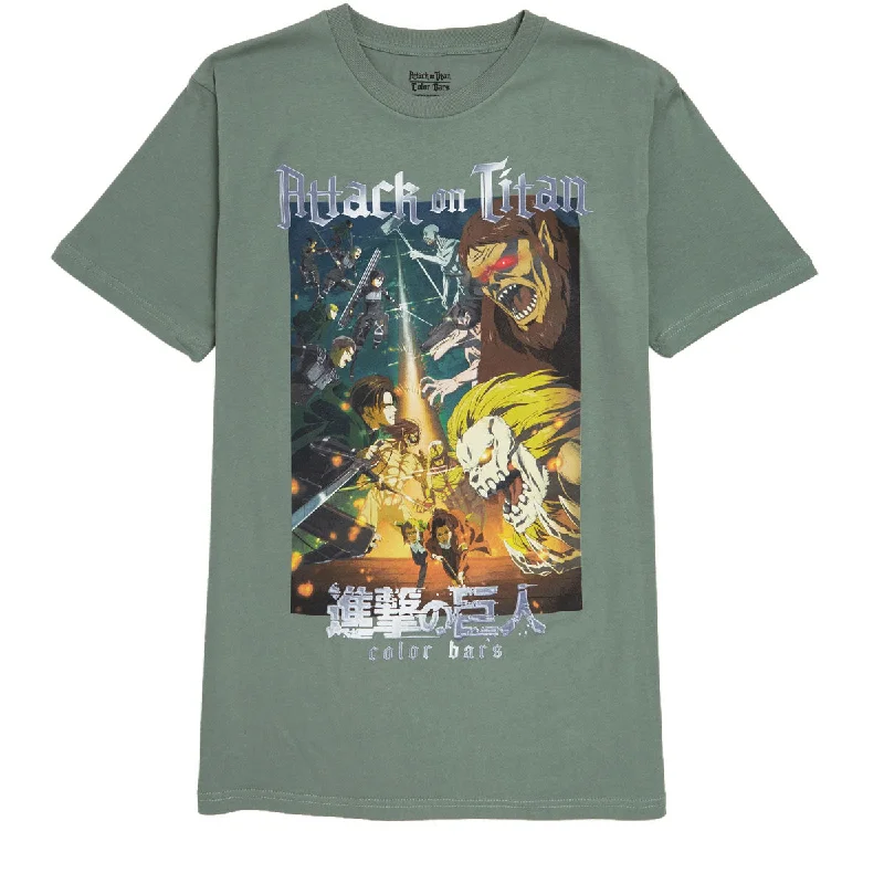 Color Bars x Attack on Titan Battle T-Shirt - Sage