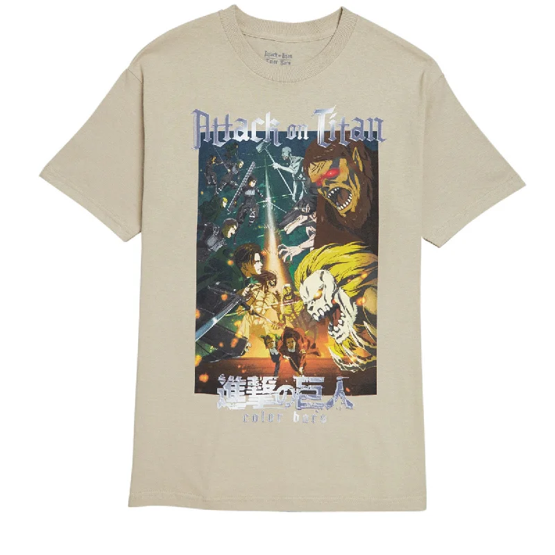 Color Bars x Attack on Titan Battle T-Shirt - Sand