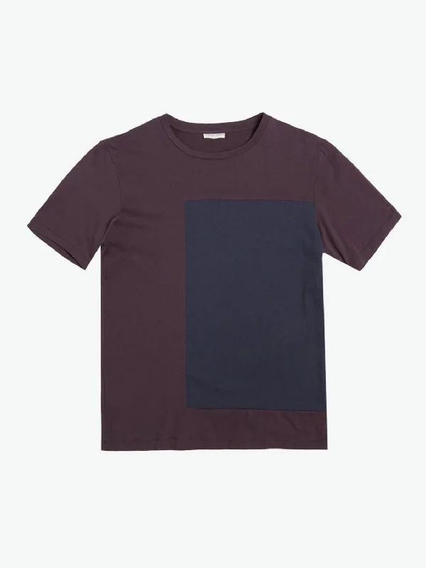 Color Block Crew Neck T-Shirt Burgundy