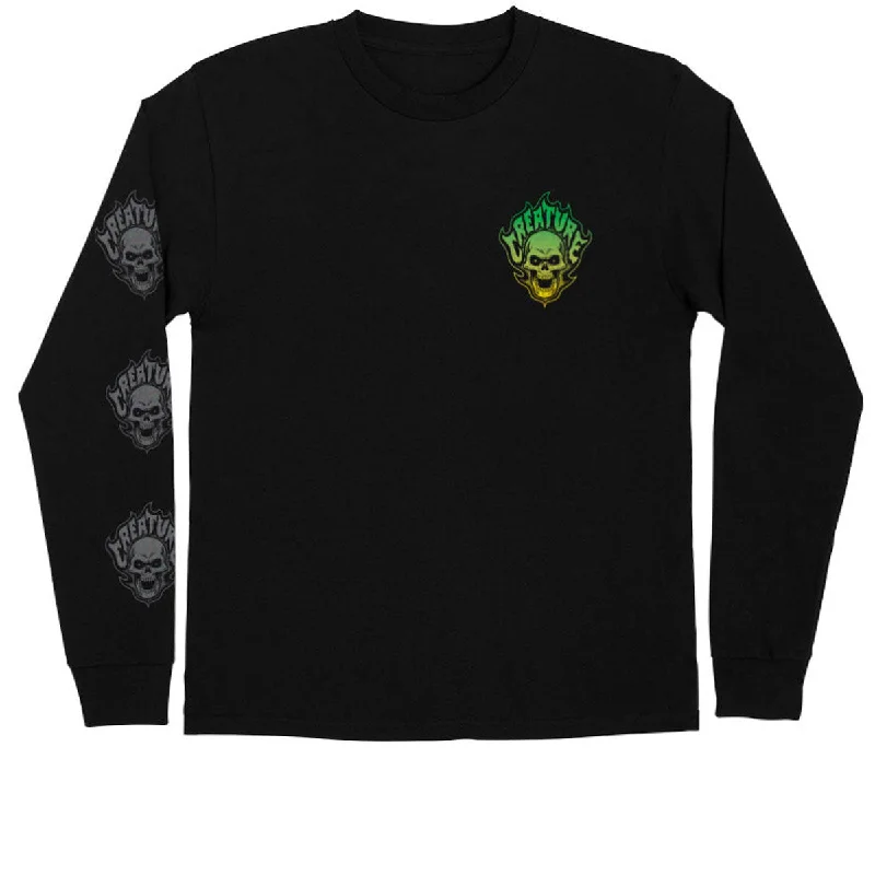 Creature Bonehead Flame Long Sleeve T-Shirt - Black