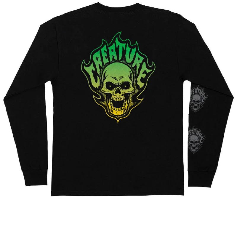 Creature Bonehead Flame Long Sleeve T-Shirt - Black