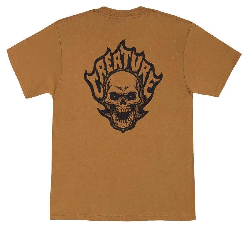 Creature Bonehead Flame T-Shirt - Brown Sugar