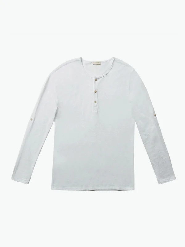 Henley Organic Cotton Long Sleeve T-shirt White