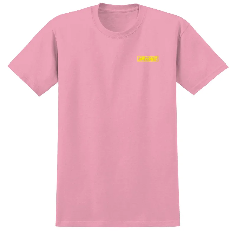 Krooked Moonsmile Raw T-Shirt - Light Pink/Yellow