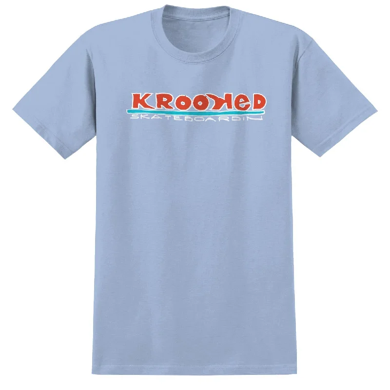 Krooked Skateboardin T-Shirt - Light Blue/Red/White/Blue