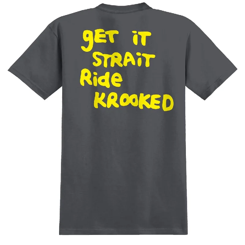 Krooked Strait Eyes T-Shirt - Charcoal/Yellow/White/Black