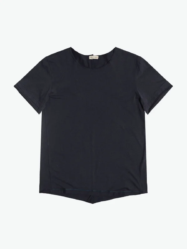 Organic Cotton Crew Neck Garment Dyed T-shirt Navy Blue