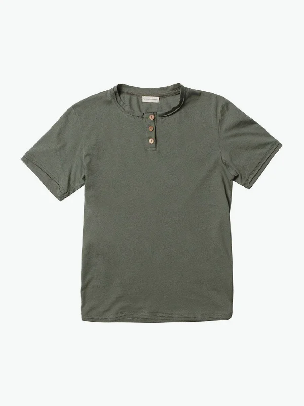 Organic Cotton Short Sleeve Henley T-shirt Khaki