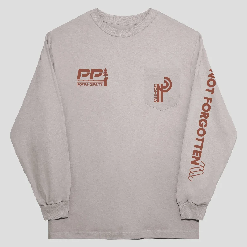 Pass~Port Long Con Long-sleeve Pocket Tee - Stone