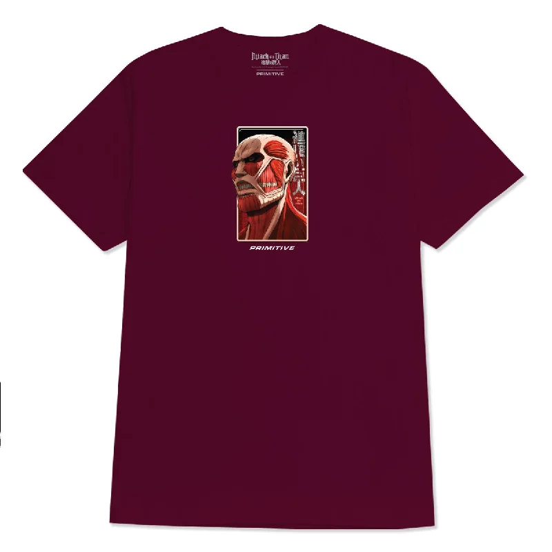 Primitive x Titans Colossal Dirty P T-Shirt - Burgundy