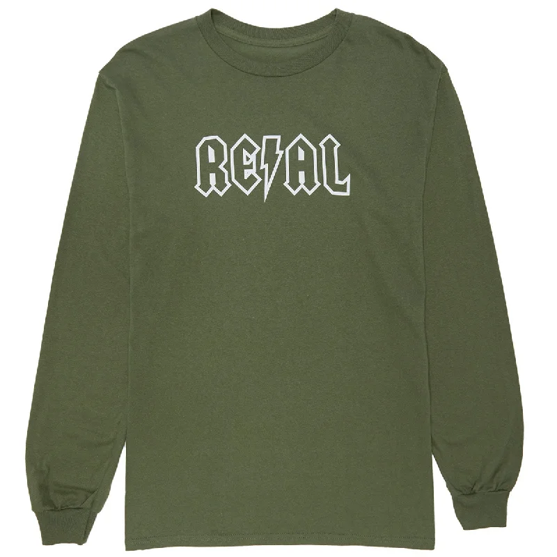 Real Deeds Long Sleeve T-Shirt - Military Green/White