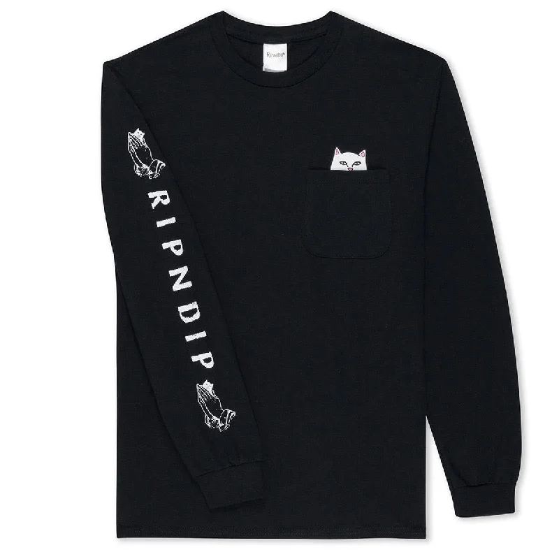 RIPNDIP Lord Nermal Pocket Long Sleeve T-Shirt - Black/White