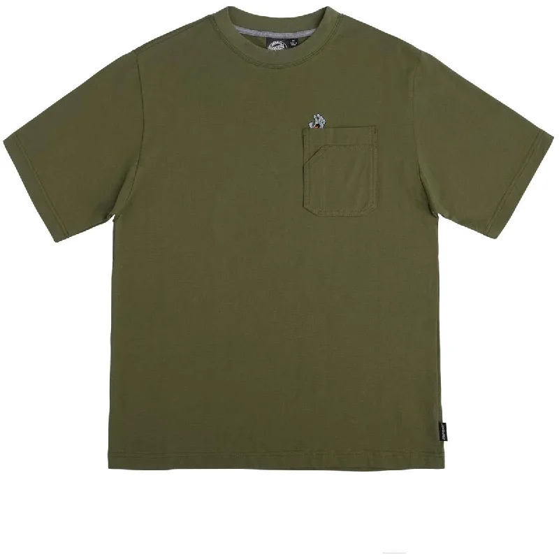 Santa Cruz Screaming Hand Utility Pocket T-Shirt - Olive