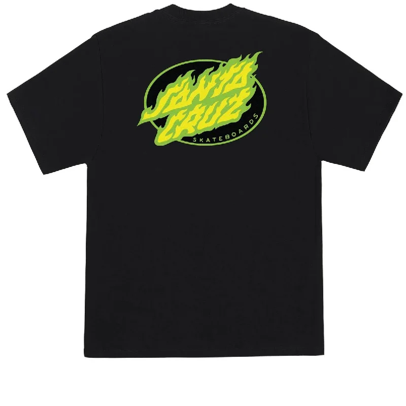 Santa Cruz True Oval Flame Dot T-Shirt - Black